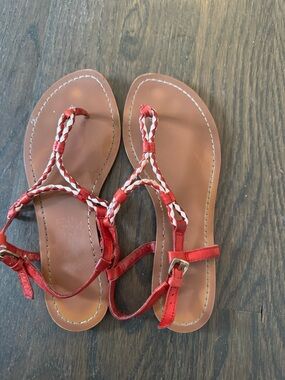 Lauren Ralph Lauren Red Braided Strap Sandals
